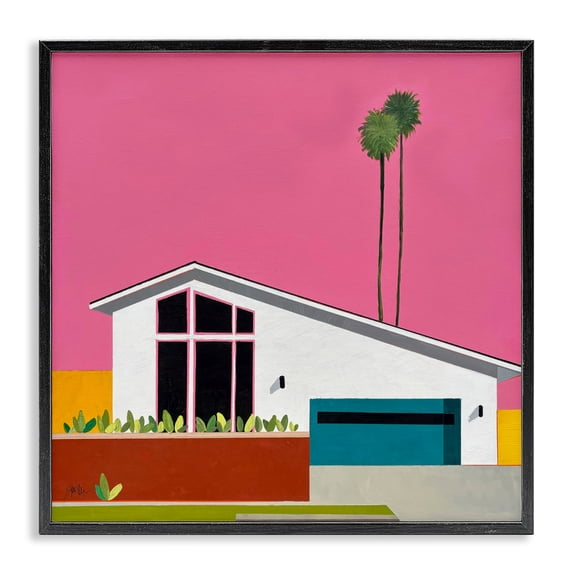 Stupell Industries Modern Pink Sunkissed Suburbia Black Framed Giclee Art, 24 x 24, by Jan Weiss