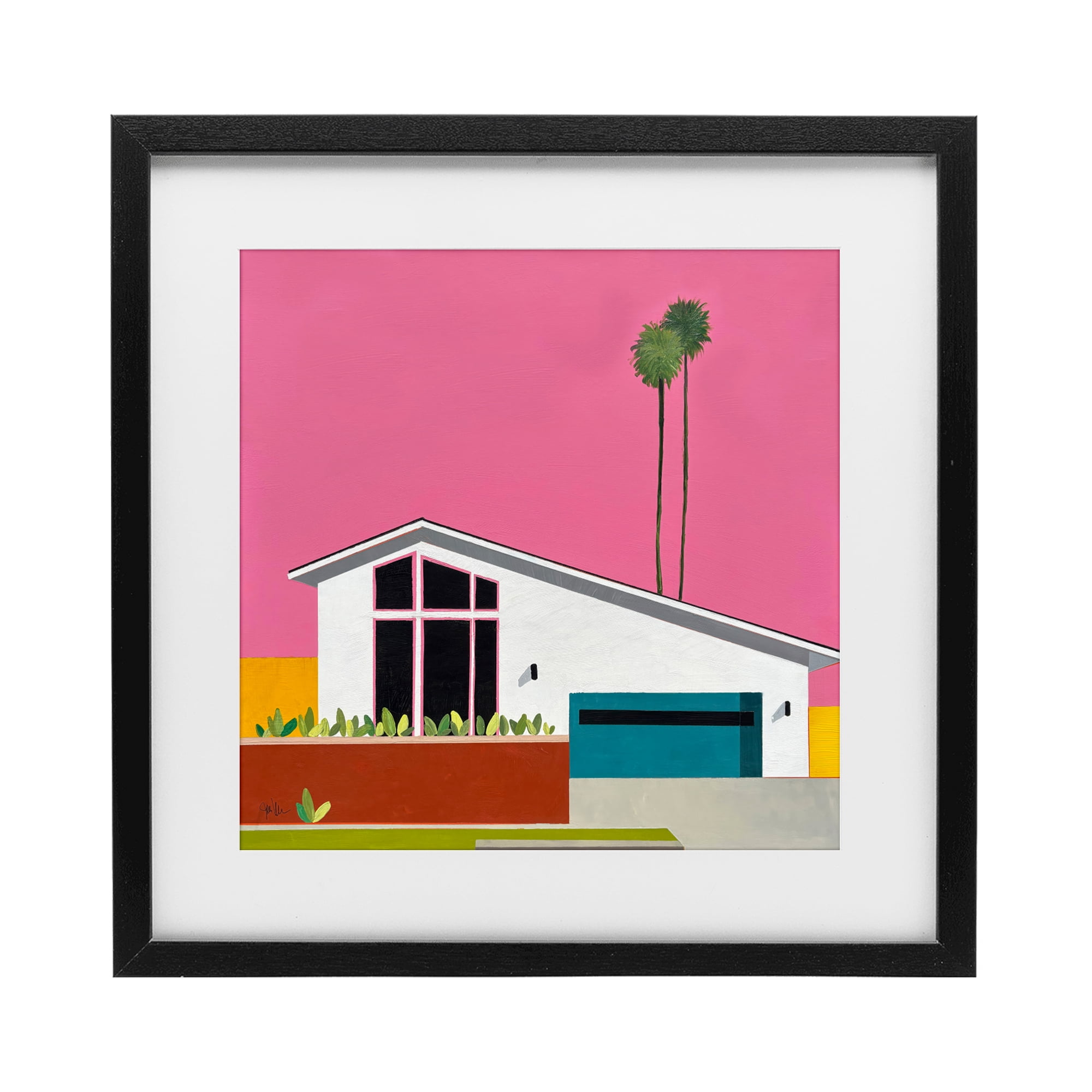 Stupell Industries Pink Sunkissed Suburbia Black Framed Print Under Glass, design by Jan Weiss