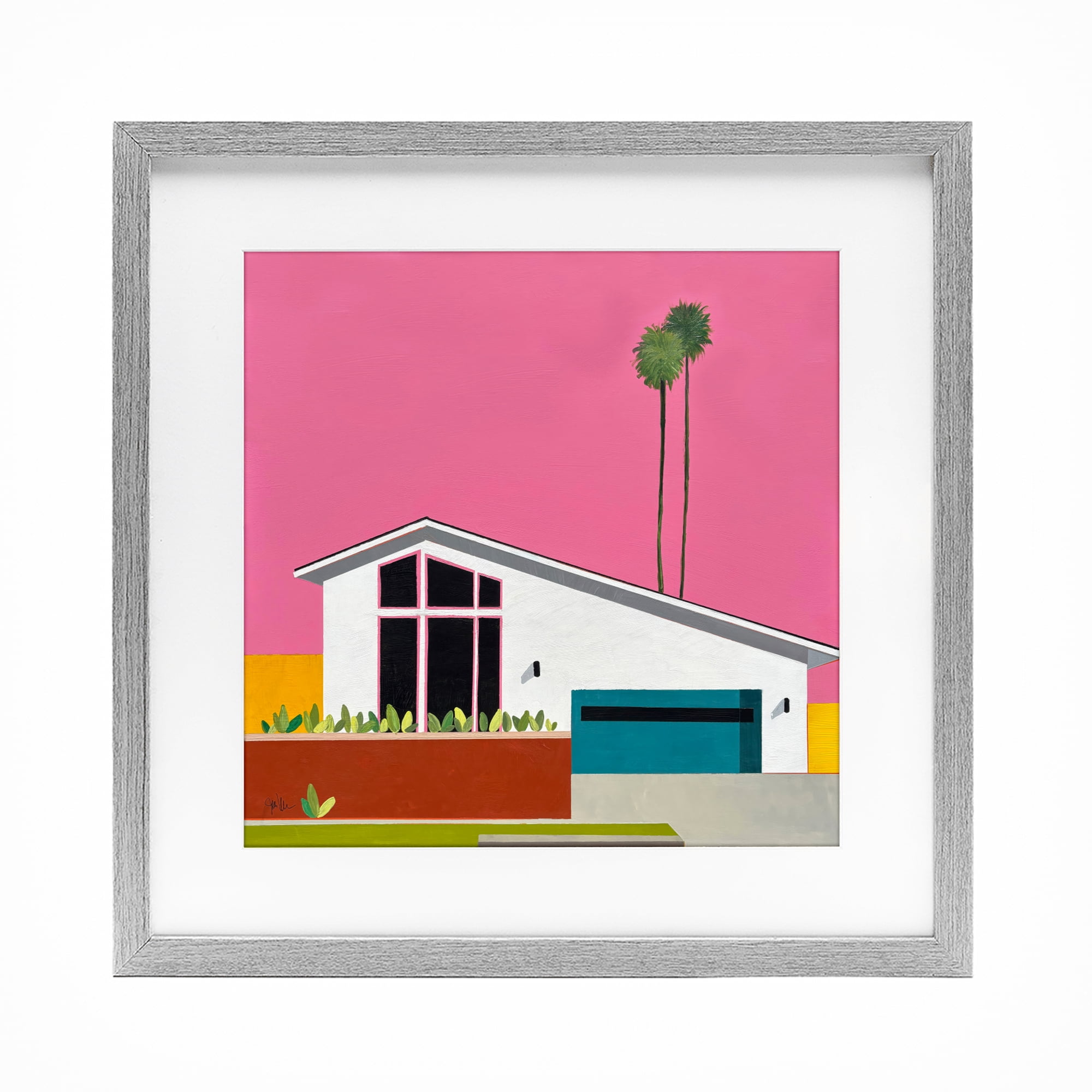 Stupell Industries Pink Sunkissed Suburbia Gray Framed Print Under Glass, design by Jan Weiss