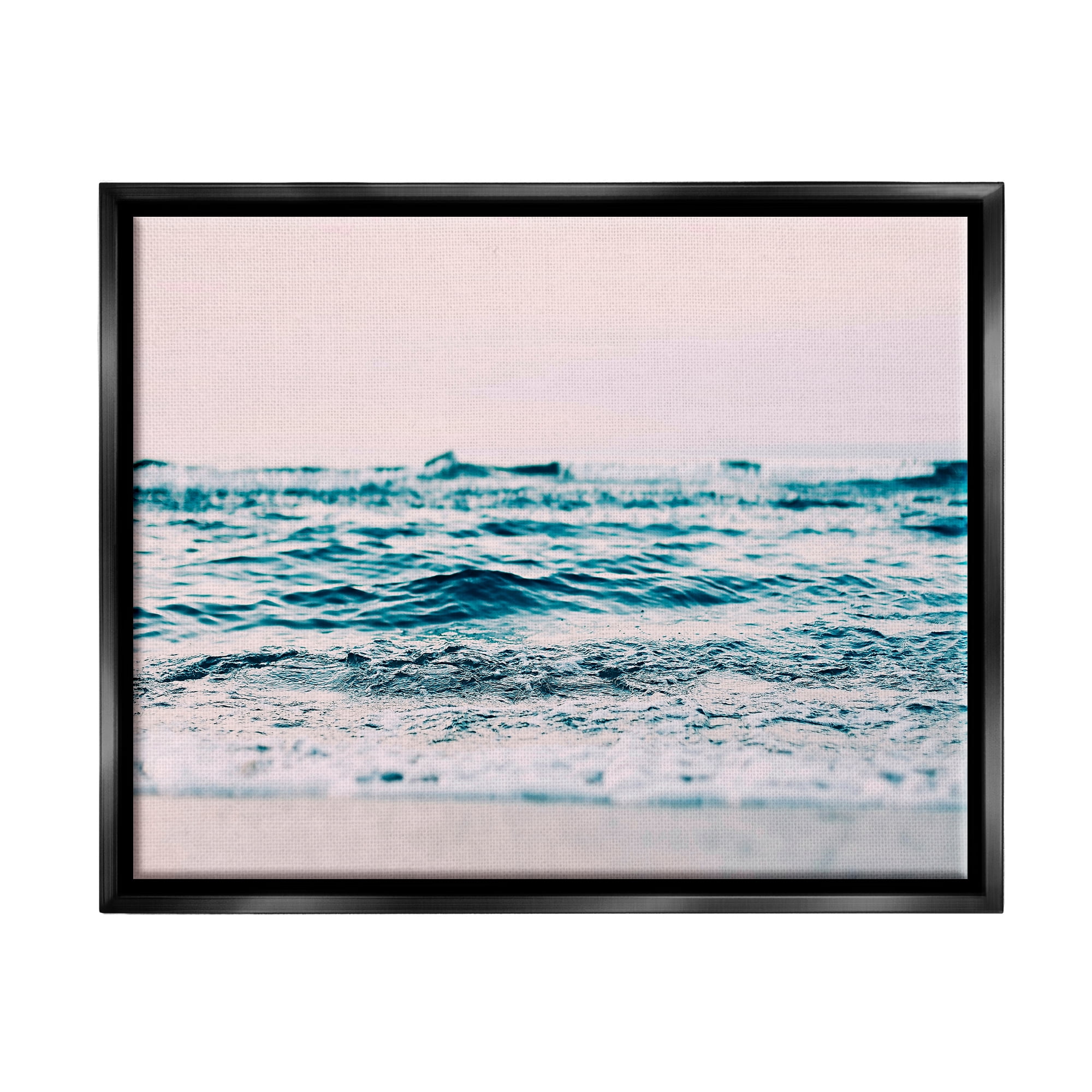 Stupell Industries Pink Sunrise Sea Waves Nature Photography Black Floater Framed Art Print Wall Art, 21 x 17