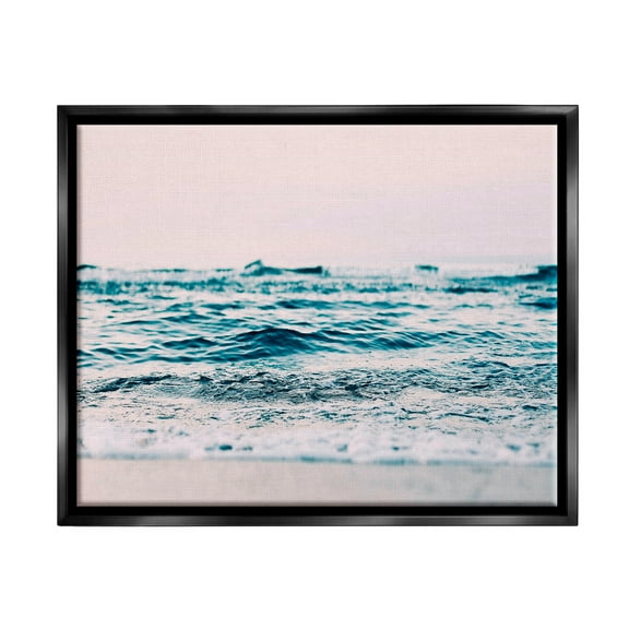 Stupell Industries Pink Sunrise Sea Waves Nature Photography Black Floater Framed Art Print Wall Art, 21 x 17
