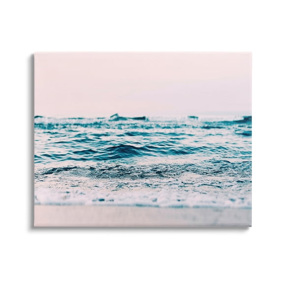 Stupell Industries Pink Sunrise Sea Waves Nature Photography Gallery Wrapped Canvas Print Wall Art, 48 x 36