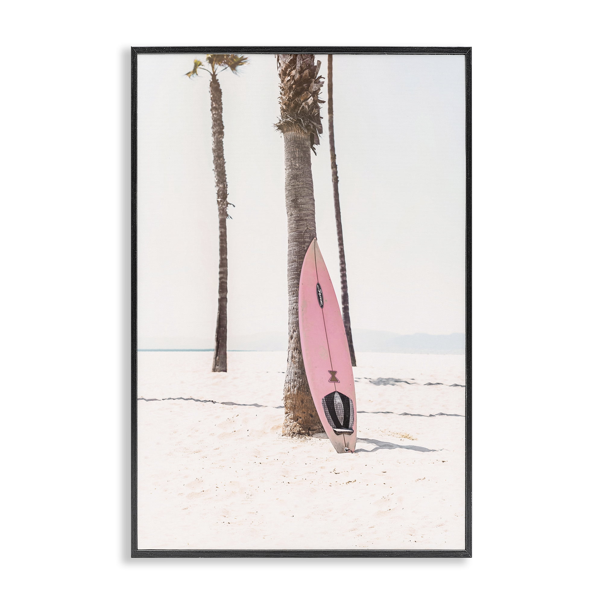 Stupell Industries Pink Surf Board Coastal Photography Black Framed Art Print Wall Art, 20 x 30