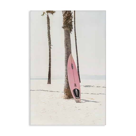 Stupell Industries Pink Surf Board Coastal Photography Gallery Wrapped Canvas Art Print Wall Art, 30 x 45