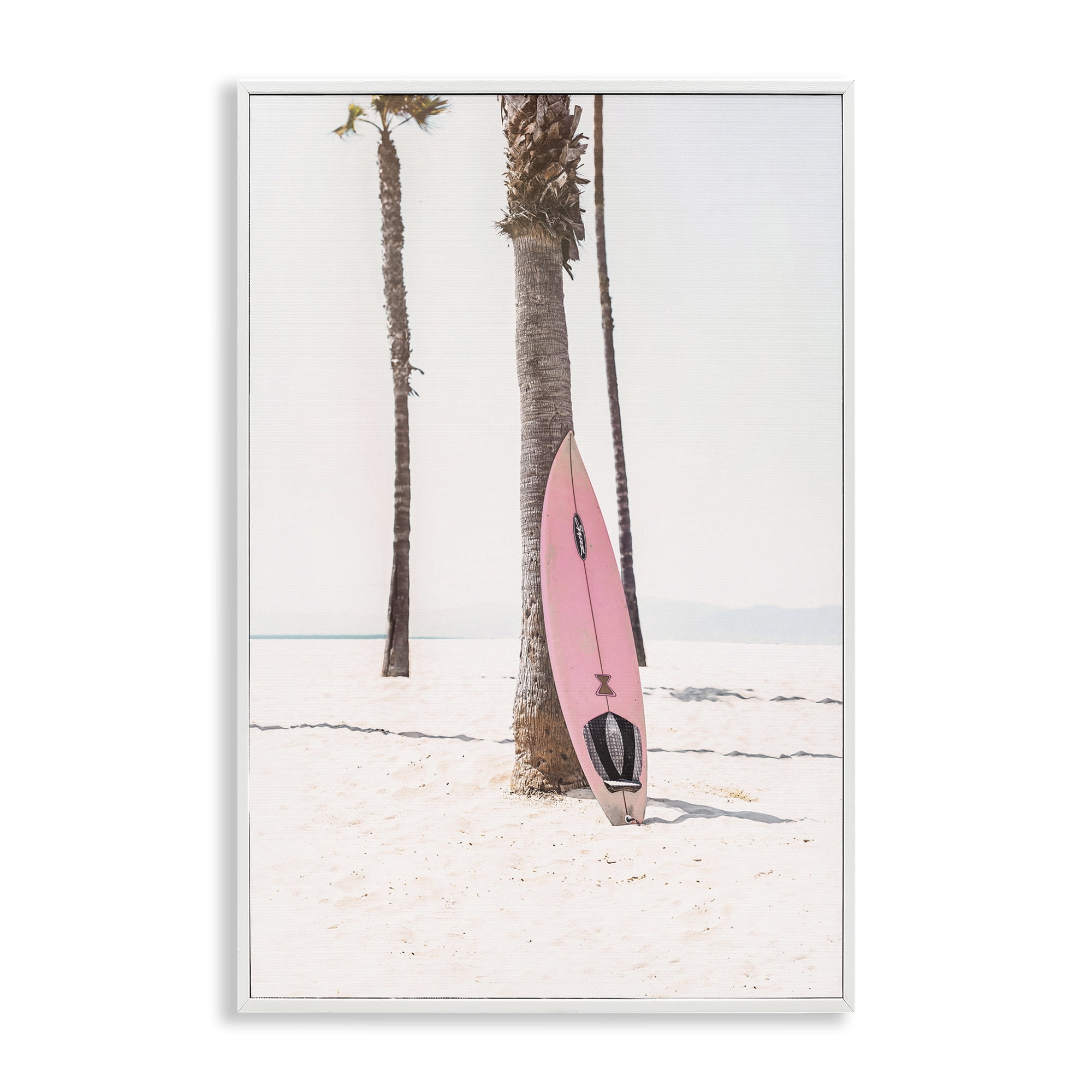 Stupell Industries Pink Surf Board Coastal Photography White Framed Art Print Wall Art, 16 x 24