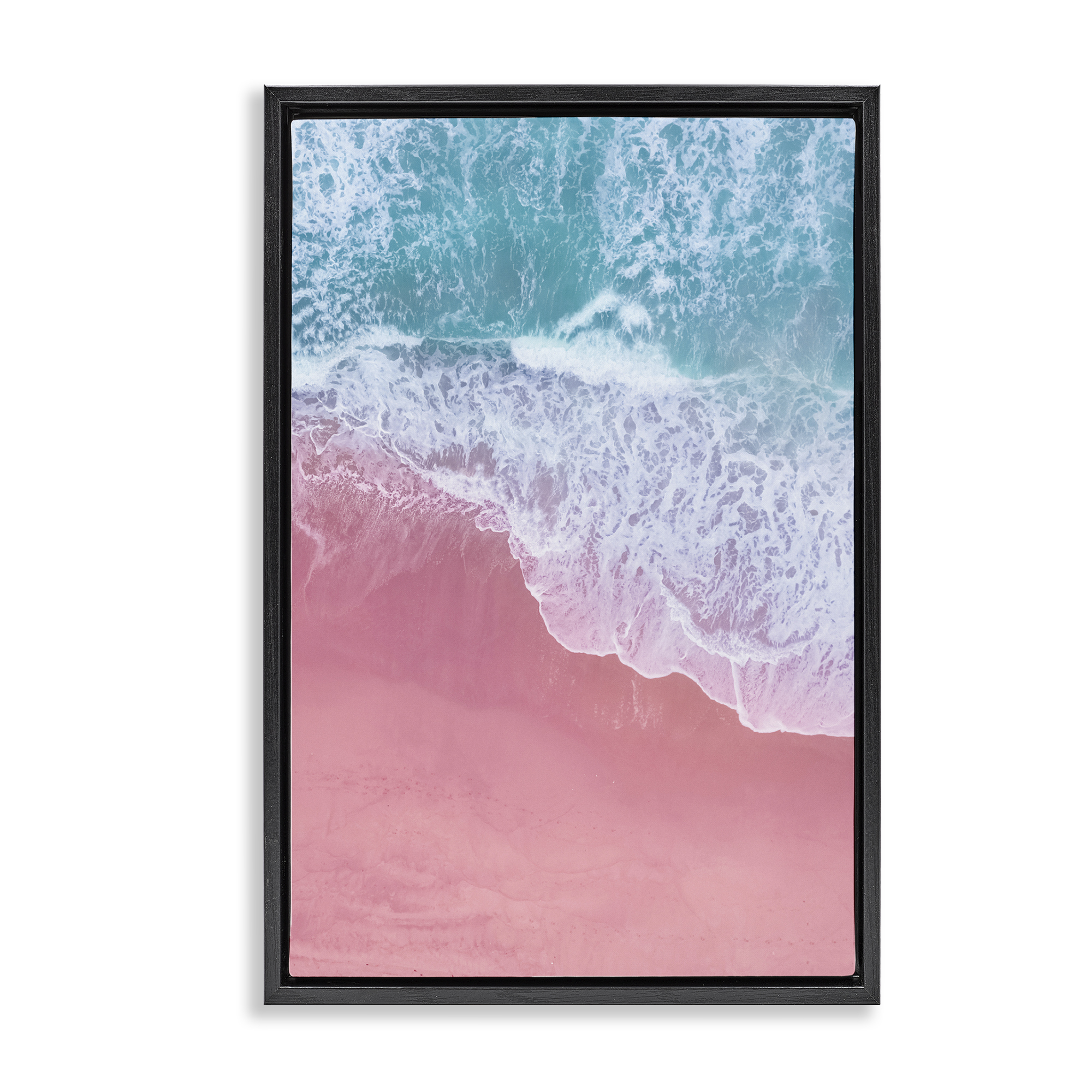 Stupell Industries Pink Surf Tide Landscape & Nature Photography Black Floater Framed Canvas Art Print Wall Art, 17 x 25