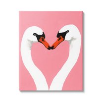 Stupell Industries Pink Swan Beaks Heart Shape Animals & Insects Painting Gallery Wrapped Canvas Print Wall Art