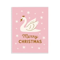 Stupell Industries Pink Swan Merry Christmas Wall Plaque Art design by Jessica Beck, 14 x 11