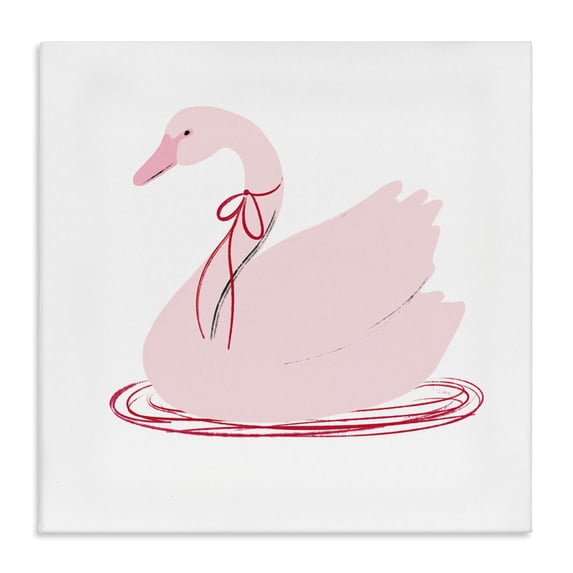 Stupell Industries Contemporary Pink Swan with Bow Canvas Art, 17 x 17, by Lucille Price
