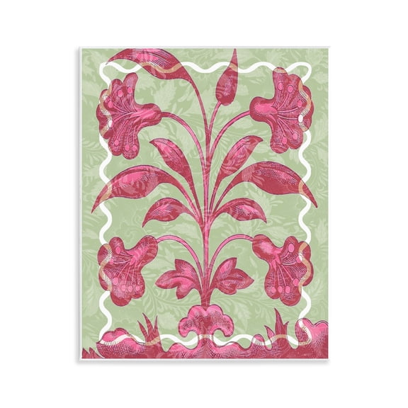 Stupell Industries Pink Symmetrical Plant Floral Painting Unframed Art Print Wall Art, 11 x 14
