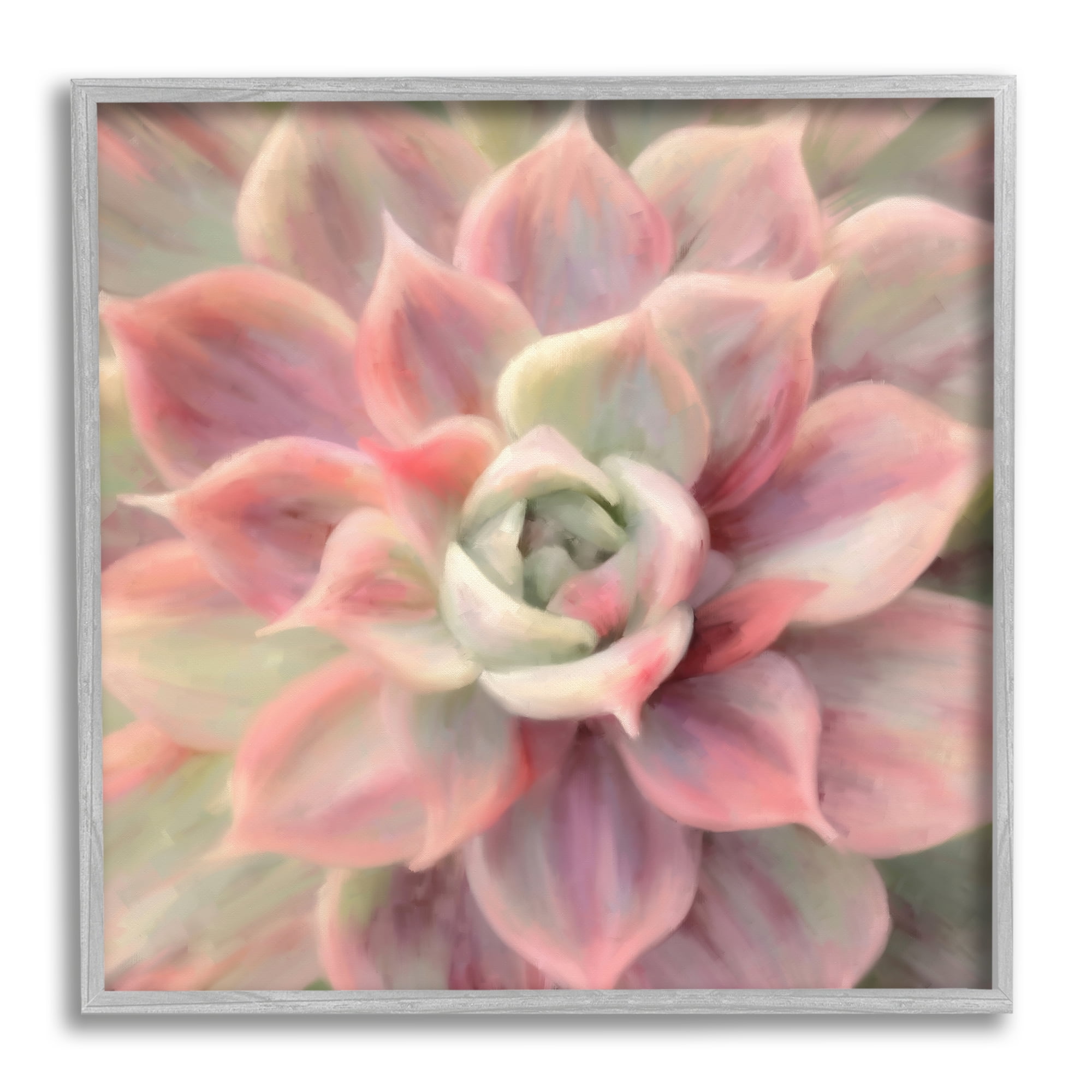 Stupell Industries Pink Symmetrical Succulent Botanical & Floral Painting Gray Framed Art Print Wall Art, 12 x 12
