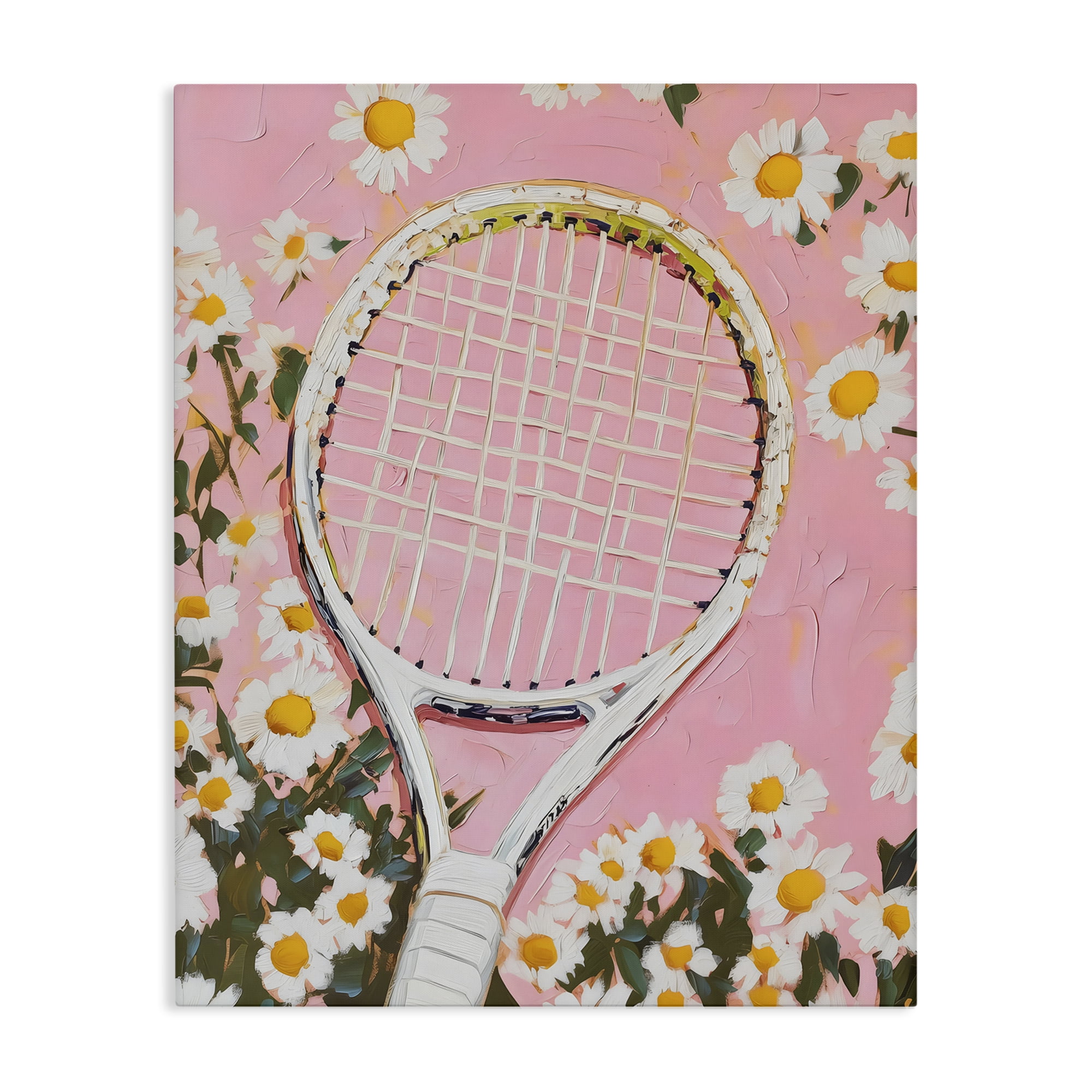 Stupell Industries Pink Tennis Racket & Daisies Canvas Wall Art, design by LSR Design Studio