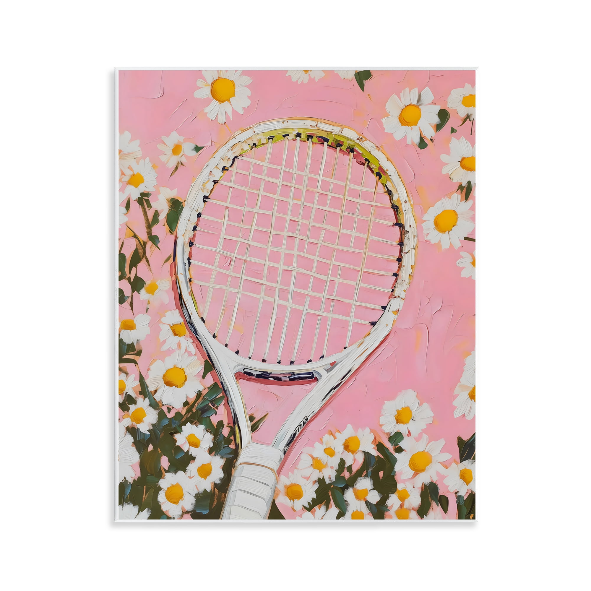 Stupell Industries Pink Tennis Racket & Daisies Wall Plaque Art, design by LSR Design Studio