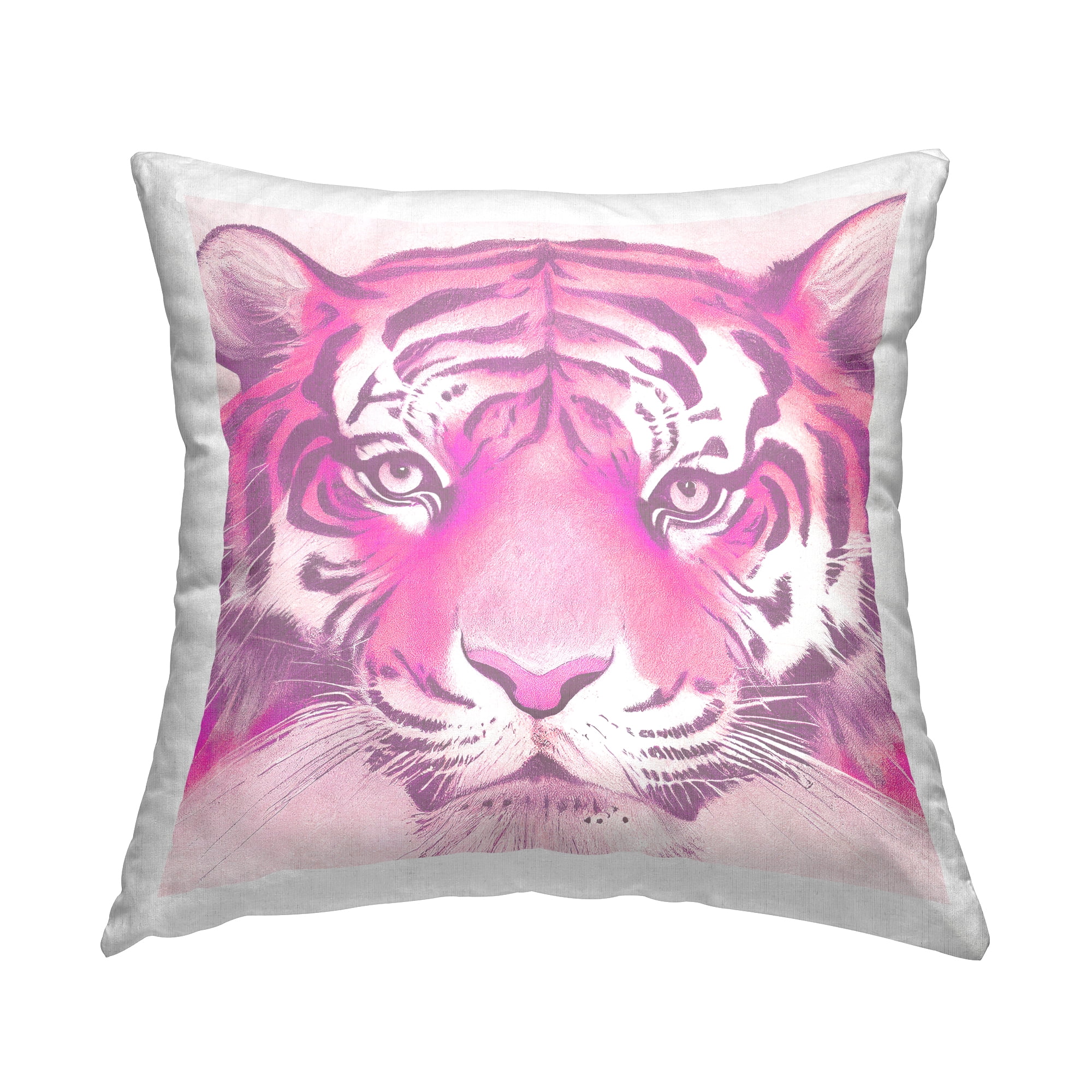 Stupell Industries Pink Tiger Face Decorative Printed Throw Pillow Design by Daphne Polselli.