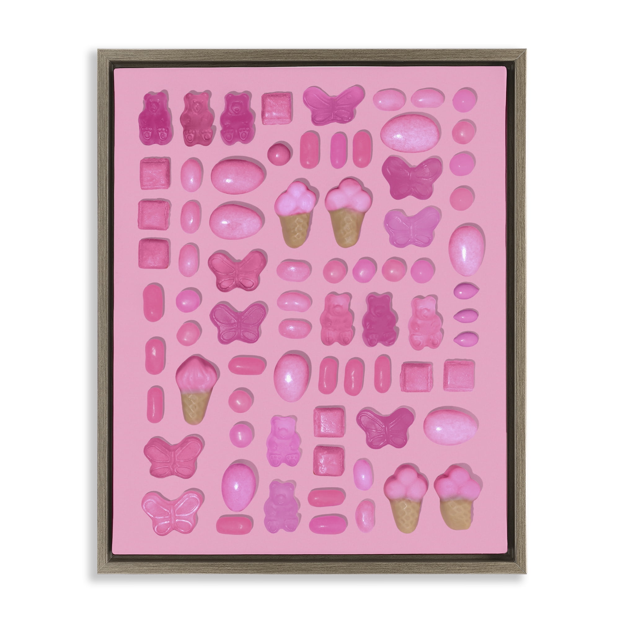 Stupell Industries Pink Toned Candies Brown Framed Floater Canvas Wall Art, design by LISH Creative