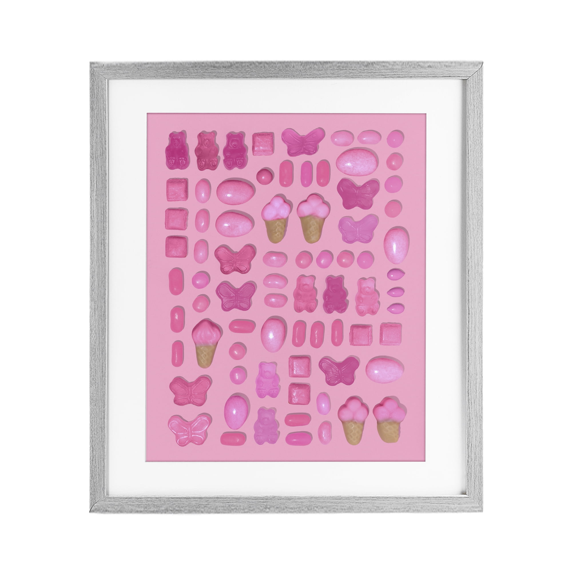 Stupell Industries Pink Toned Candies Gray Framed Print Under Glass, design by LISH Creative