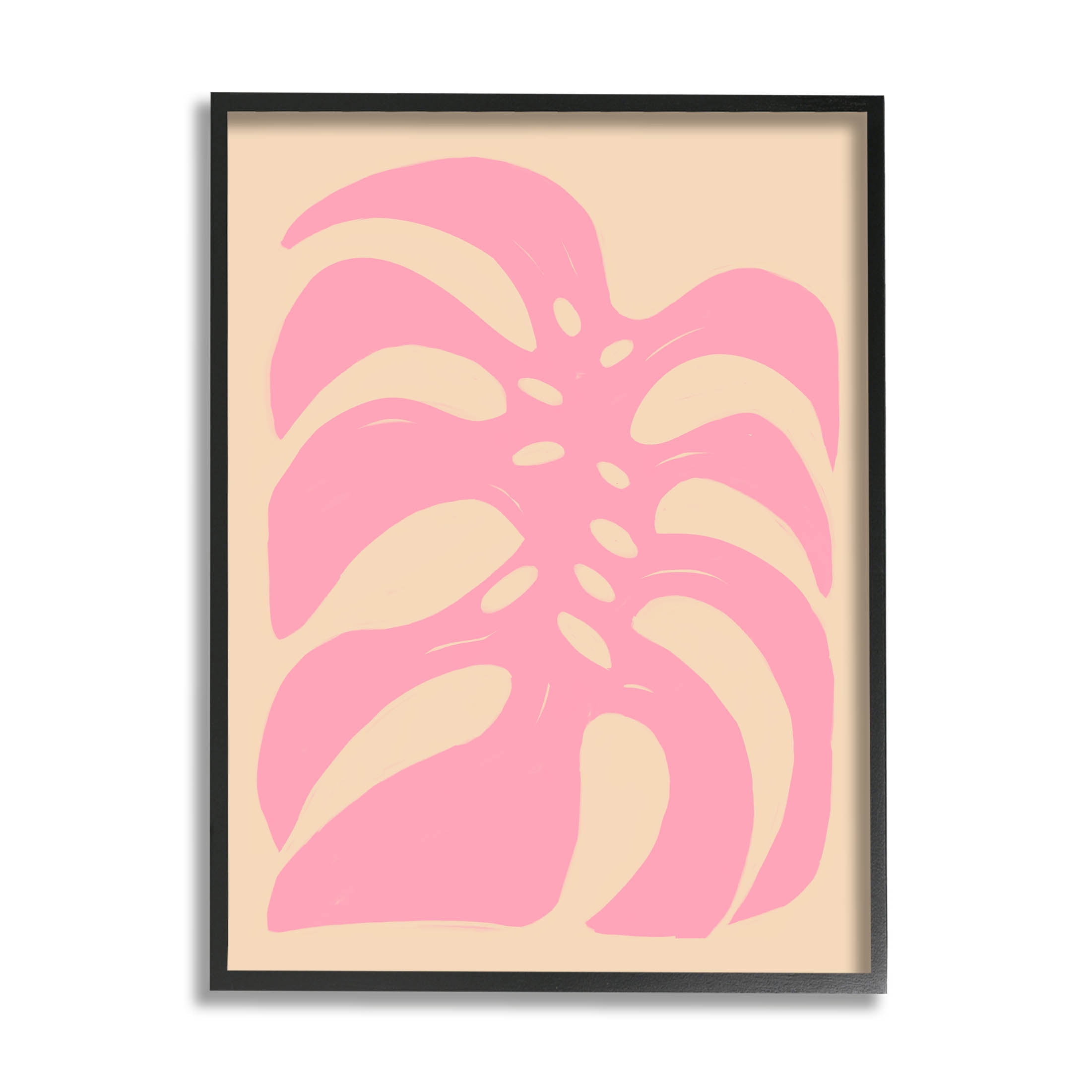 Stupell Industries Pink Tropical Leaf Shape Graphic Art Black Framed Art Print Wall Art, Design by Birgit Maria Kiennast