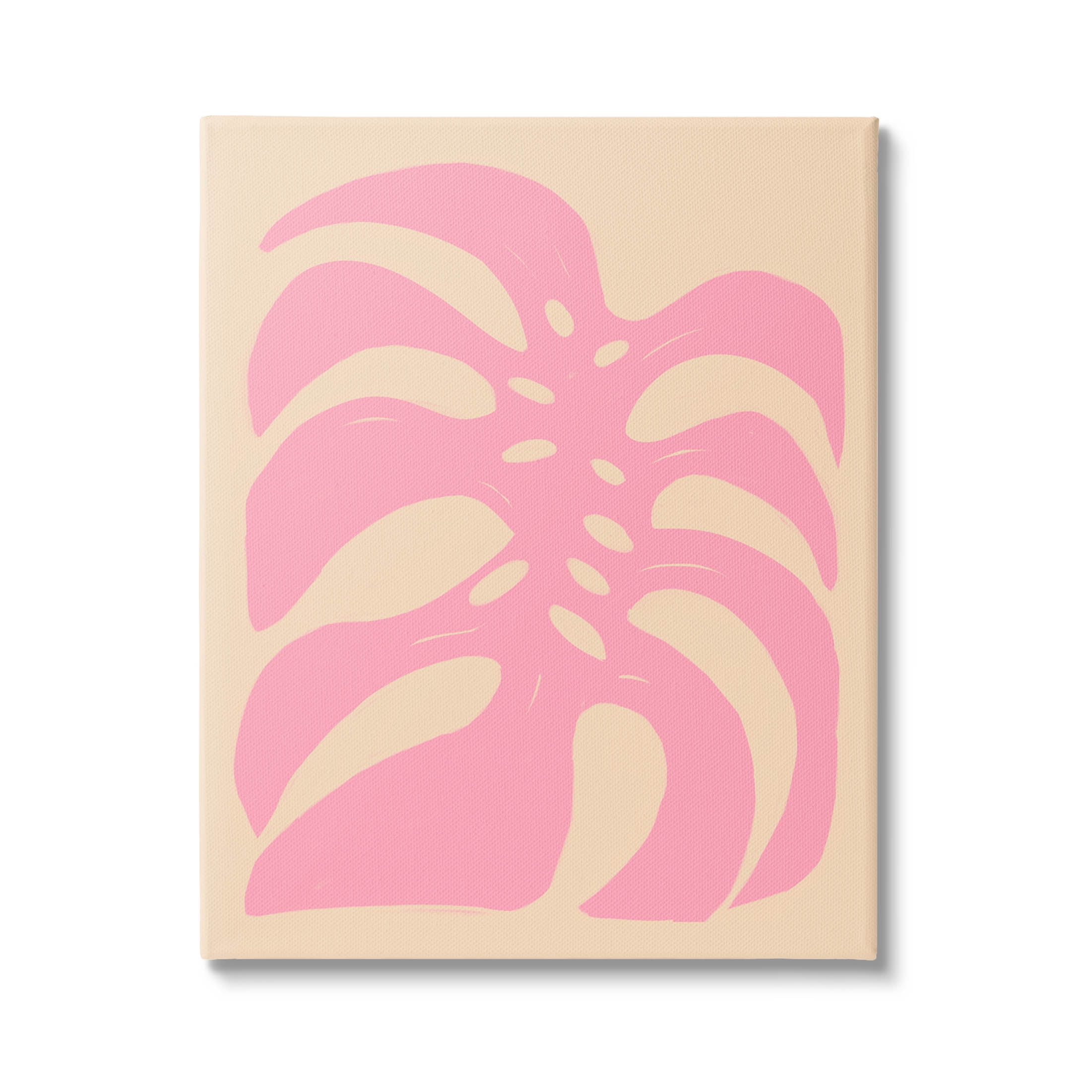 Stupell Industries Pink Tropical Leaf Shape Graphic Art Gallery Wrapped Canvas Print Wall Art, Design by Birgit Maria Kiennast