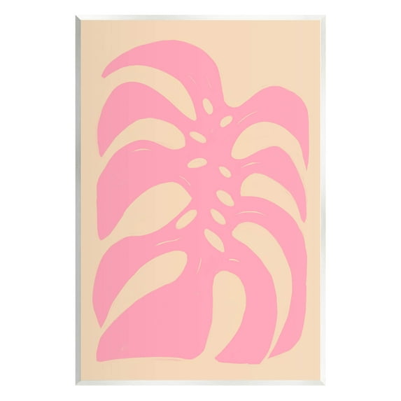 Stupell Industries Pink Tropical Leaf Shape Graphic Art Unframed Art Print Wall Art, Design by Birgit Maria Kiennast