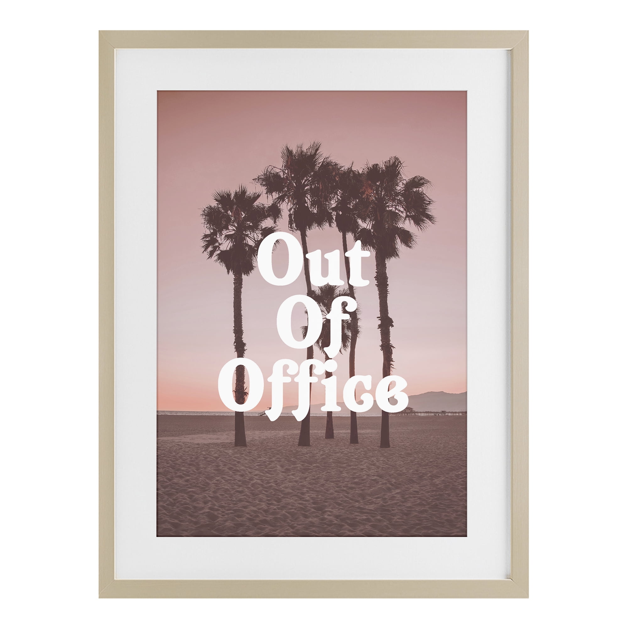 Stupell Industries Pink Tropical Out Of Office Birch Framed Print Under Glass, design by Lil' Rue