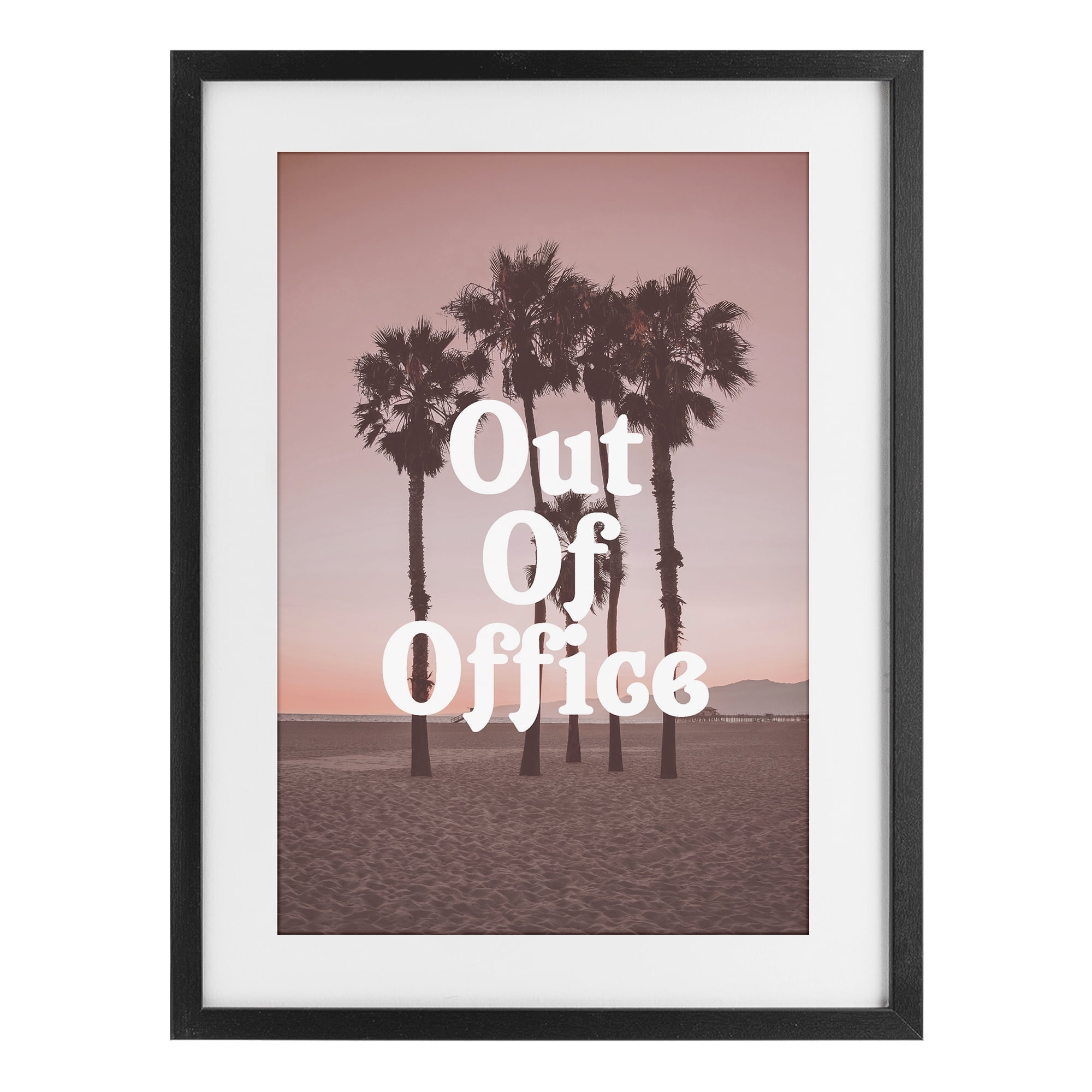 Stupell Industries Pink Tropical Out Of Office Black Framed Print Under Glass, design by Lil' Rue