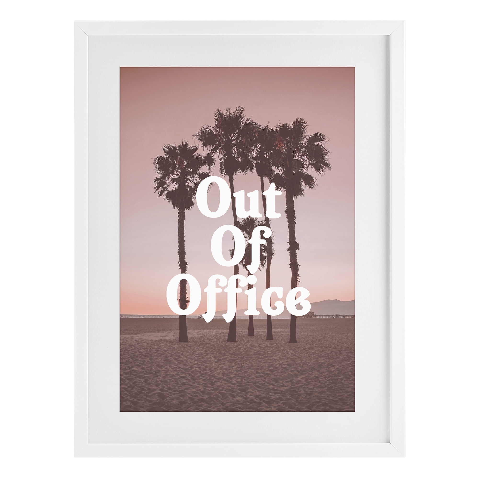 Stupell Industries Pink Tropical Out Of Office White Framed Print Under Glass, design by Lil' Rue