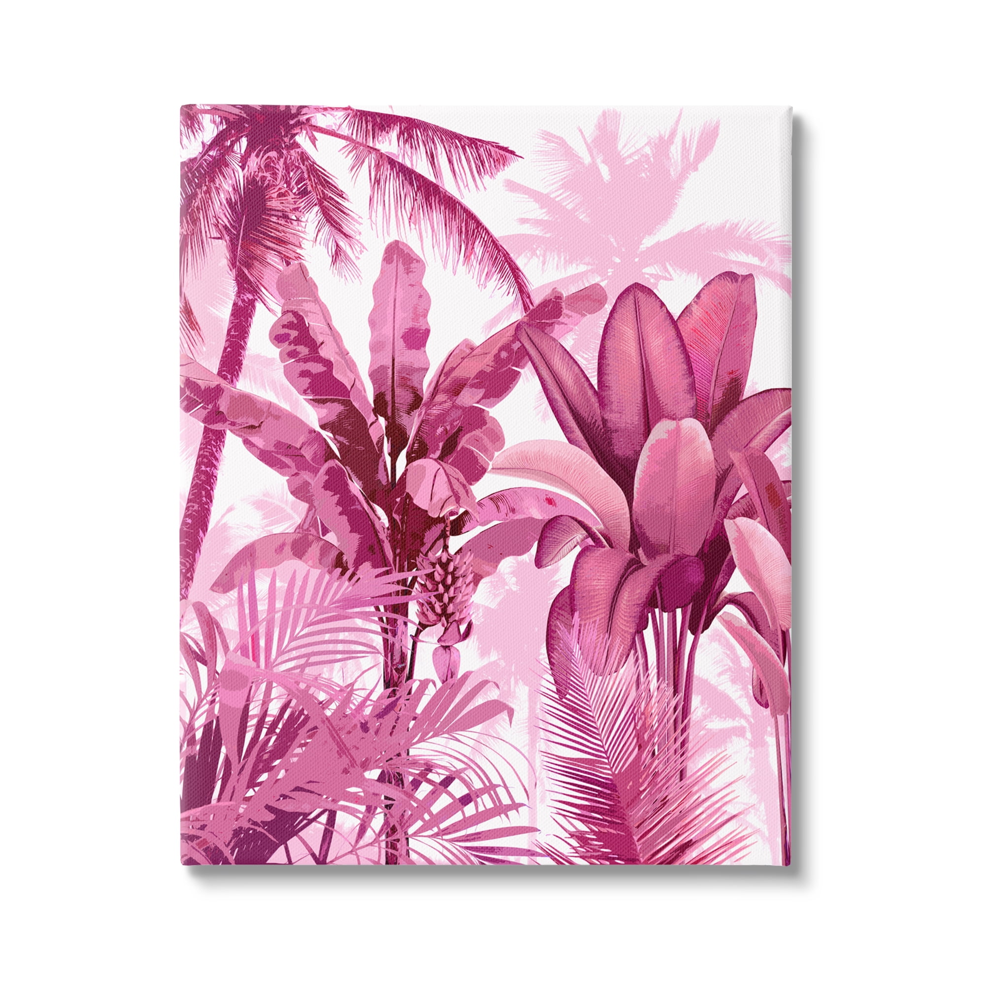 Pink Tropical Palm Leaves Botanical Canvas Art, 30 x 40