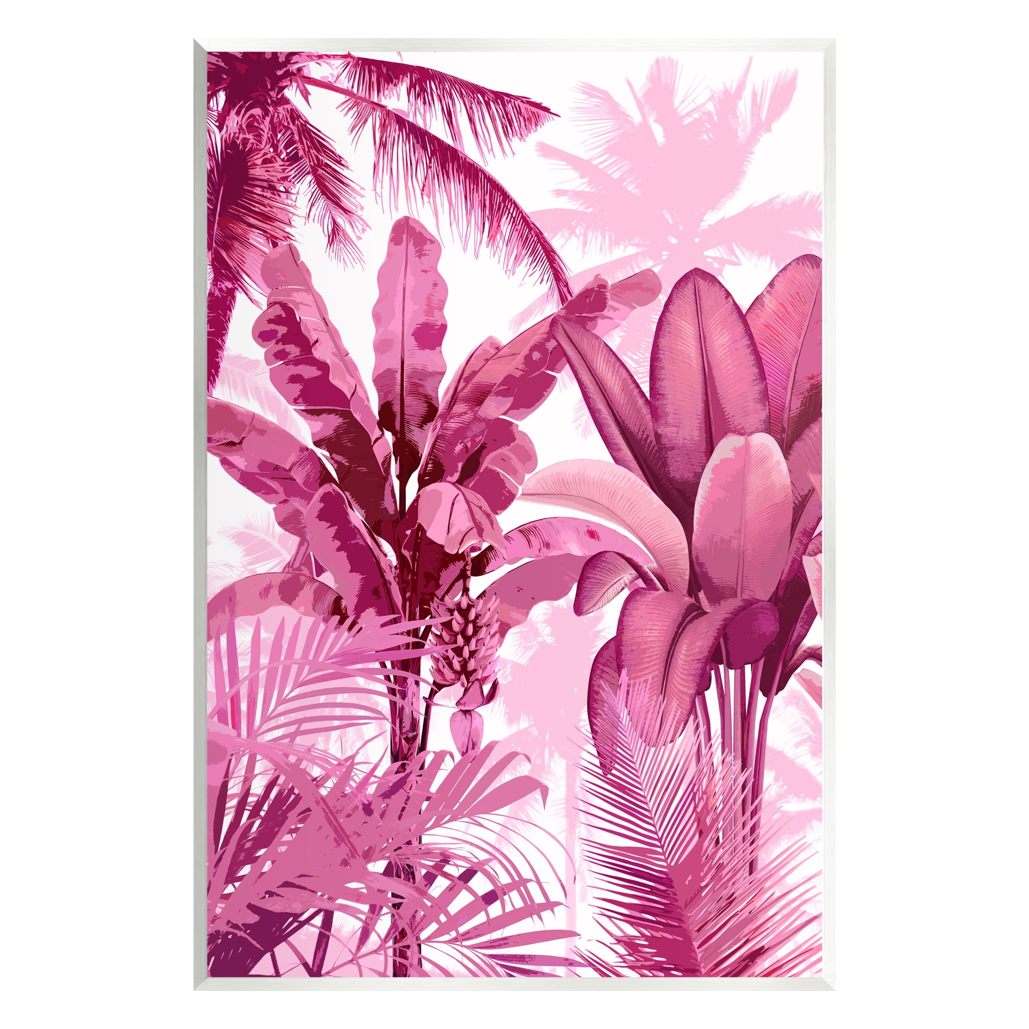 Pink Tropical Palm Leaves Botanical MDF Wood Wall Art, 10 x 15
