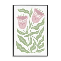 Stupell Industries Pink Tulip Twin Blossoms Floral Painting Black Framed Art Print Wall Art, 12 x 18