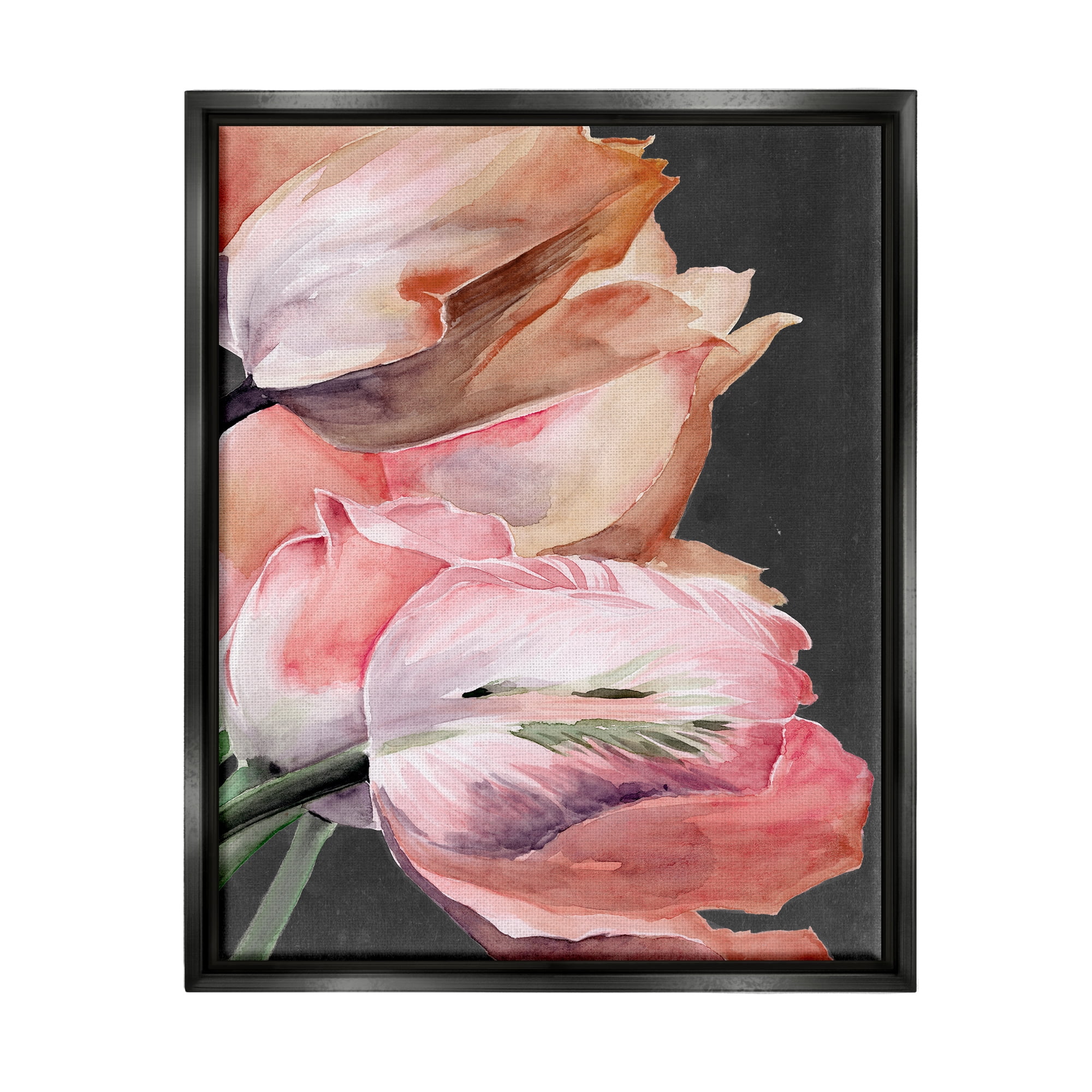 Stupell Industries Pink Tulips Flower Arrangement Botanical & Floral Painting Black Floater Framed Art Print Wall Art