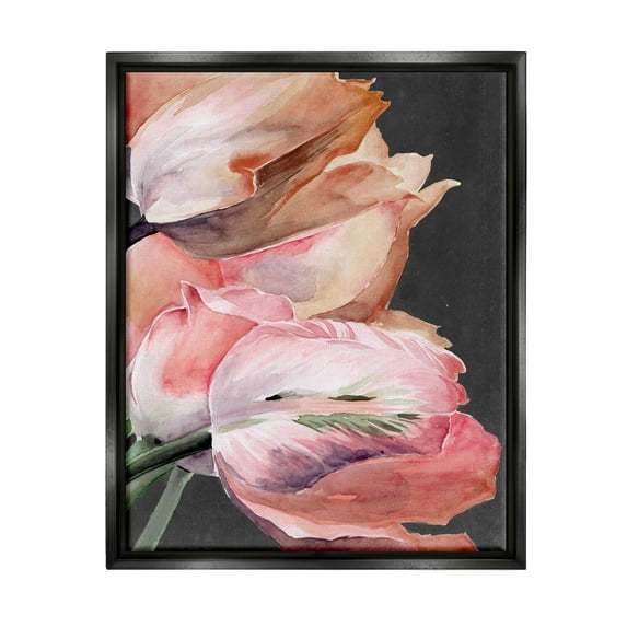 Stupell Industries Pink Tulips Flower Arrangement Botanical & Floral Painting Black Floater Framed Art Print Wall Art