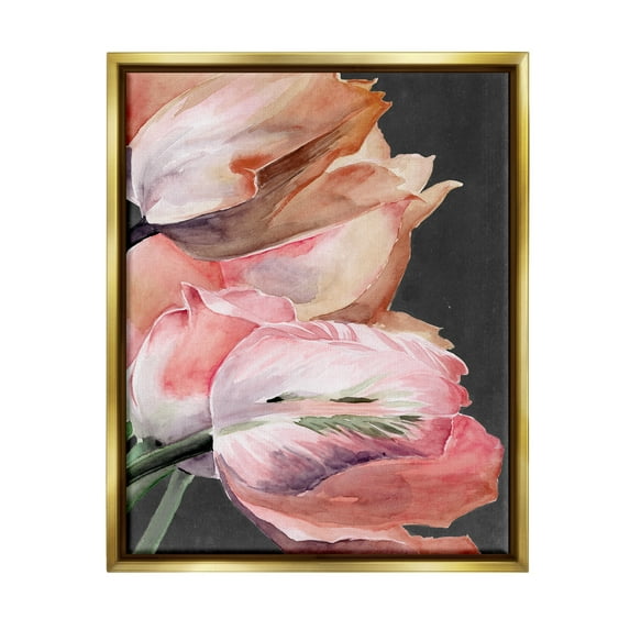 Stupell Industries Pink Tulips Flower Arrangement Botanical & Floral Painting Gold Floater Framed Art Print Wall Art