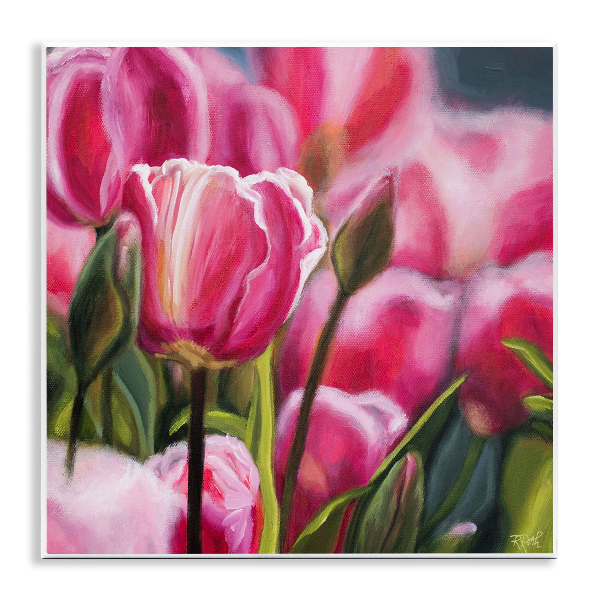 Stupell Industries Pink Tulips Garden Plants & Flowers Painting Unframed Art Print Wall Art, 12 x 12