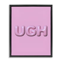 Stupell Industries Pink Ugh Balloon Letters Text & Numbers Painting Black Floater Framed Canvas Art Print Wall Art, 17 x 21