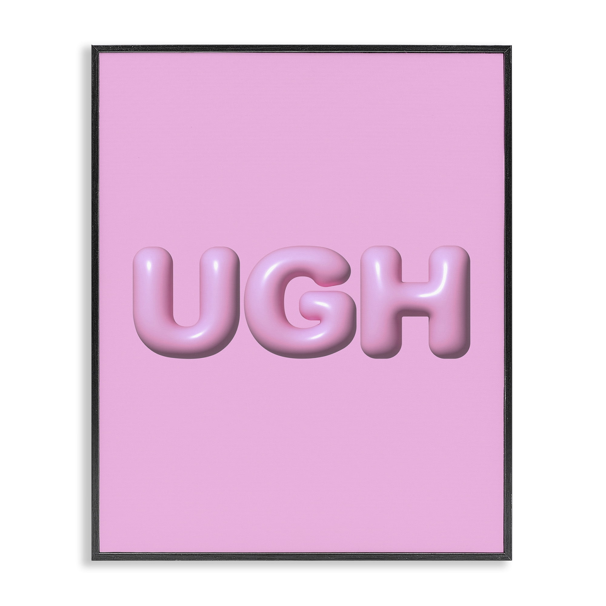 Stupell Industries Pink Ugh Balloon Letters Text & Numbers Painting Black Framed Art Print Wall Art, 11 x 14