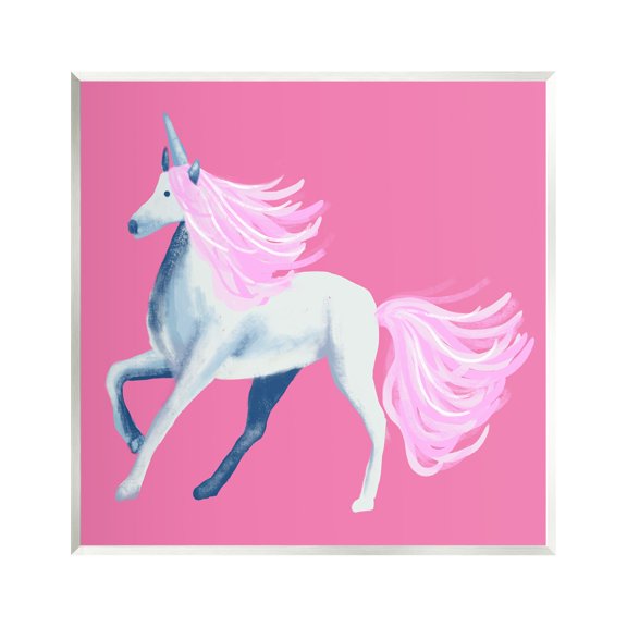 Stupell Industries Pink Unicorn Illustration Fairy Tales & Fantasy Painting Unframed Art Print Wall Art, 12 x 12