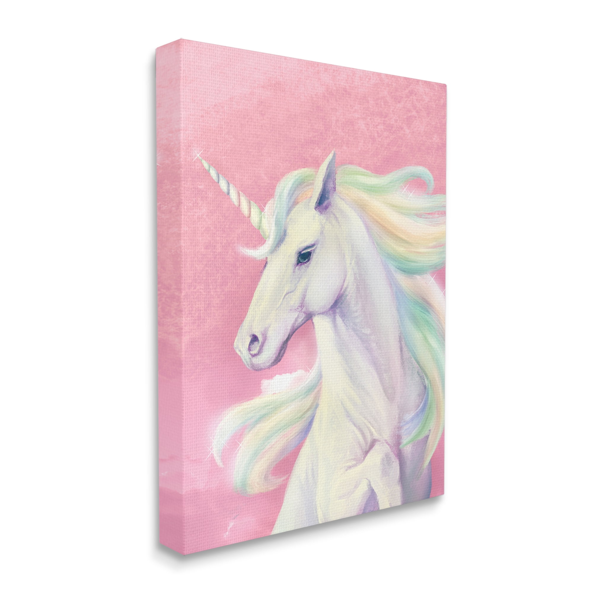 Stupell Industries Pink Unicorn Portrait Playful Rainbow Hair Canvas Wall Art by Ziwei Li