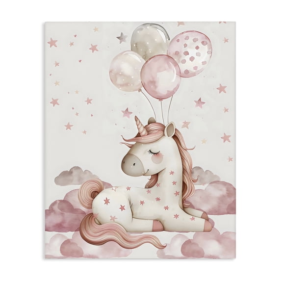 Stupell Industries Eclectic Pink Unicorn with Balloons Canvas Art, 16 x 20, by LSR Design Studio