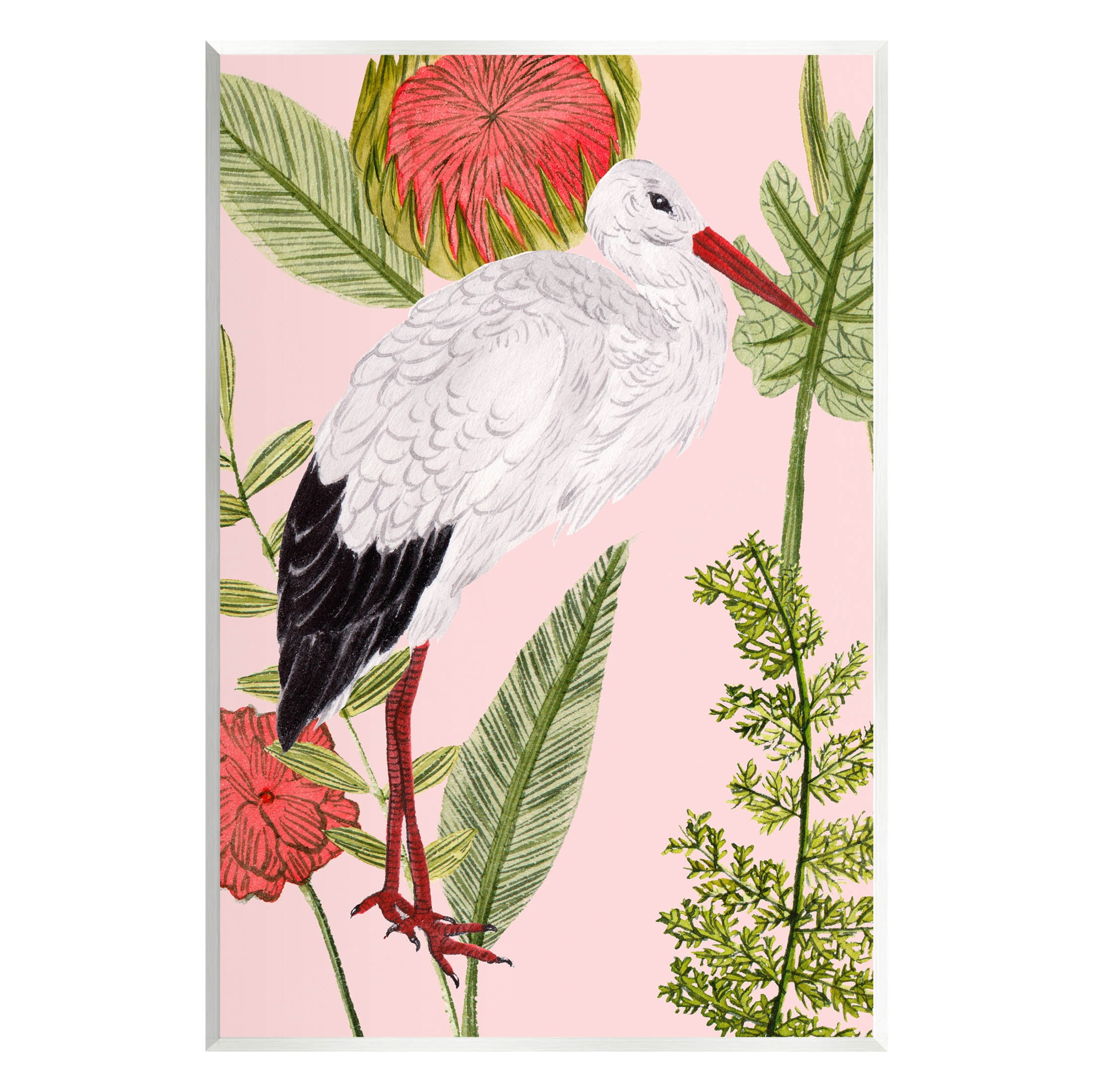 Stupell Industries Pink Varied Botanical Bird Graphic Art Unframed Art Print Wall Art, Design by Melissa Wang