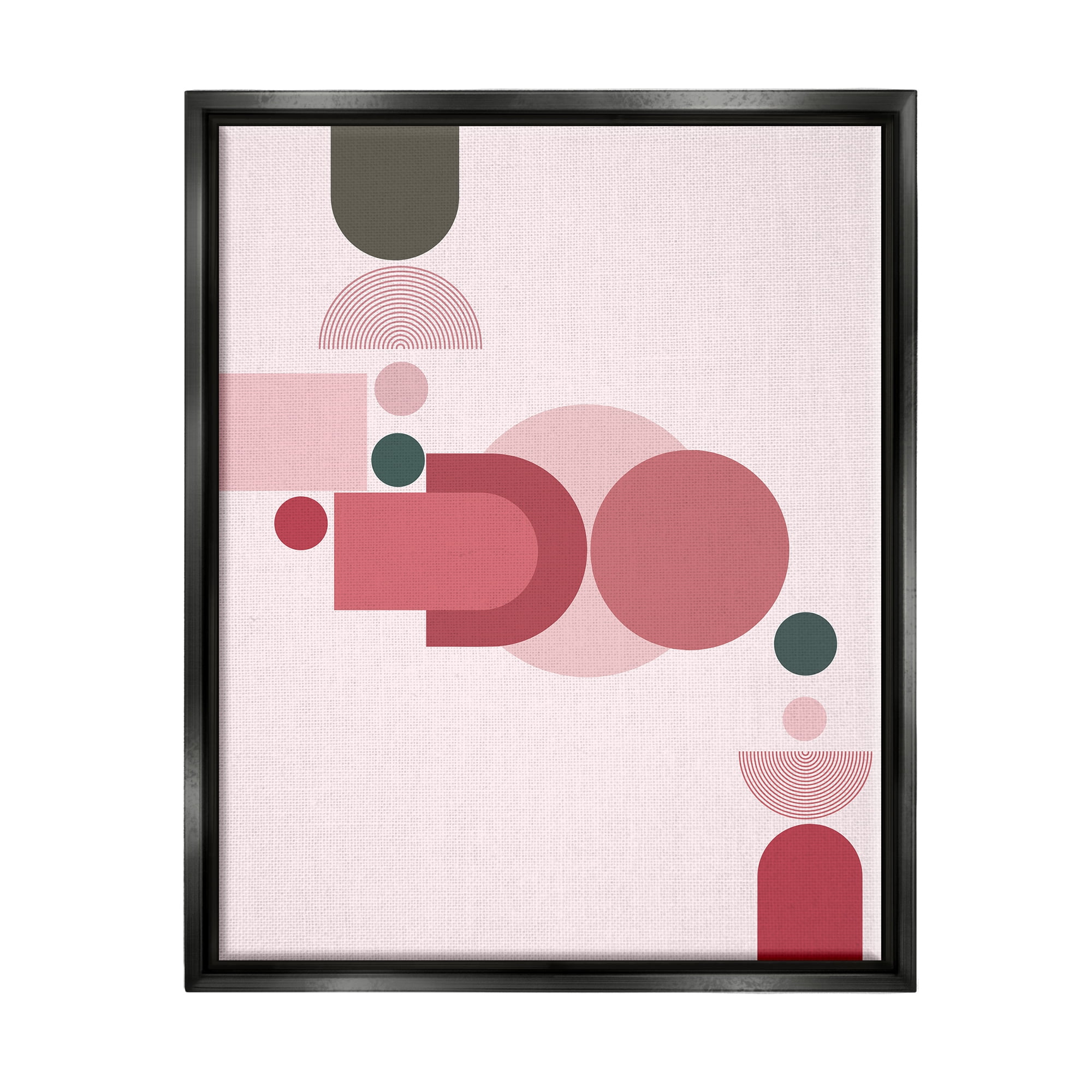 Stupell Industries Pink Varied Geometric Shapes Abstract Painting Black Floater Framed Art Print Wall Art, 17 x 21