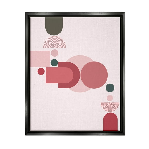 Stupell Industries Pink Varied Geometric Shapes Abstract Painting Black Floater Framed Art Print Wall Art, 17 x 21