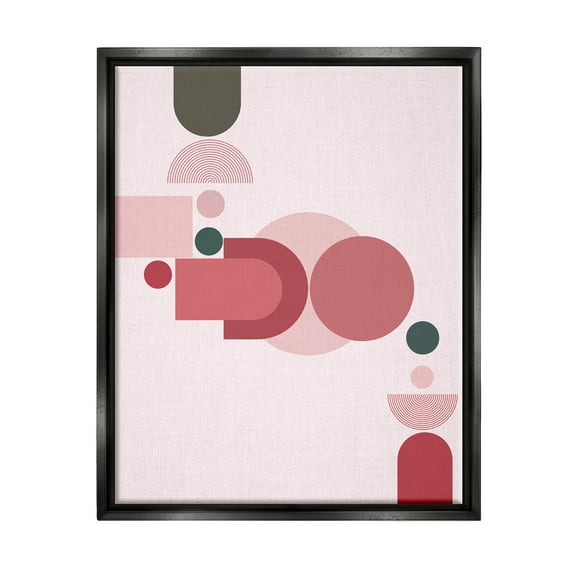 Stupell Industries Pink Varied Geometric Shapes Abstract Painting Black Floater Framed Art Print Wall Art, 17 x 21