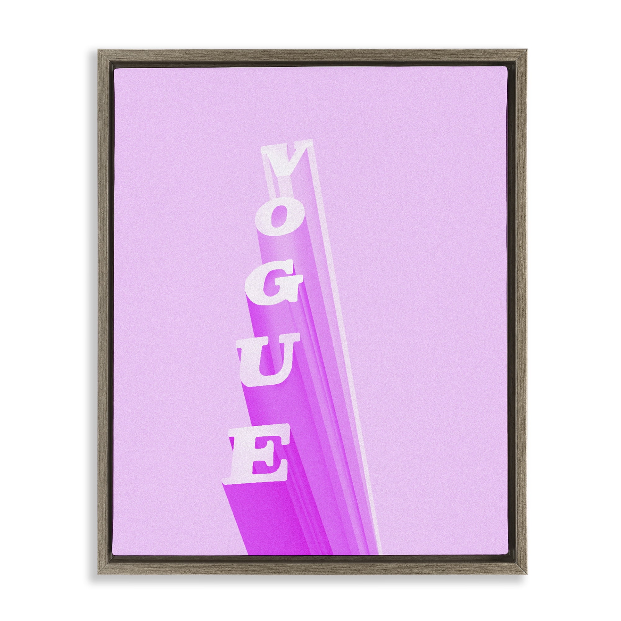 Stupell Industries Pink Vertical Glam Lettering Brown Framed Floater Canvas Wall Art, design by Ziwei Li