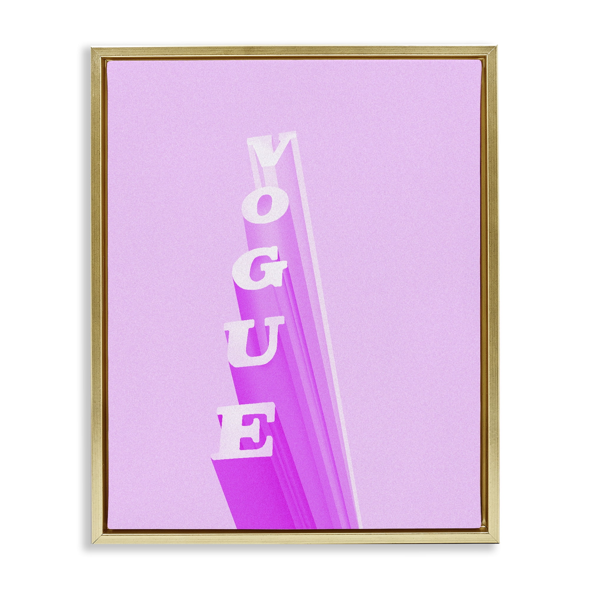 Stupell Industries Pink Vertical Glam Lettering Gold Framed Floater Canvas Wall Art, design by Ziwei Li