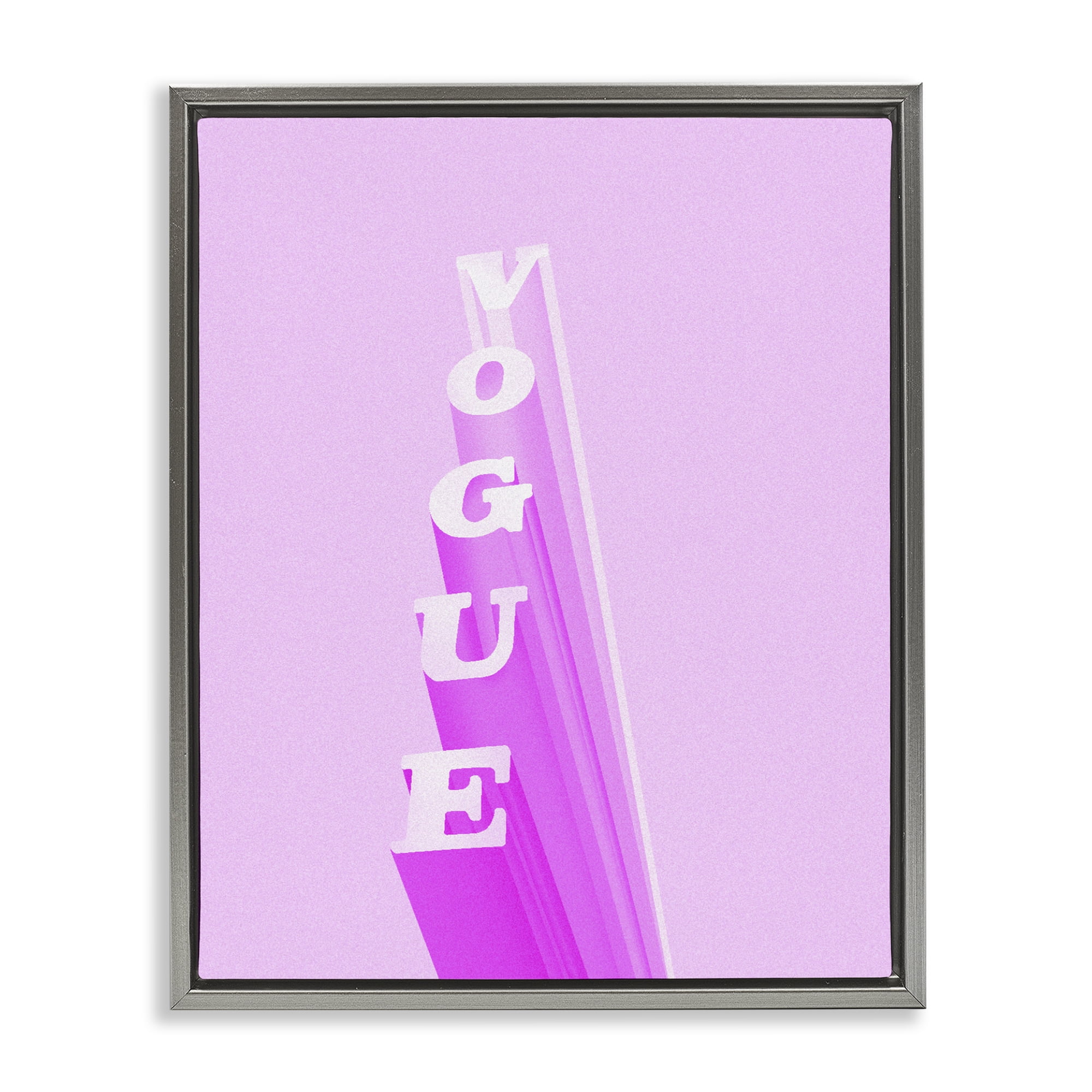 Stupell Industries Pink Vertical Glam Lettering Gray Framed Floater Canvas Wall Art, design by Ziwei Li