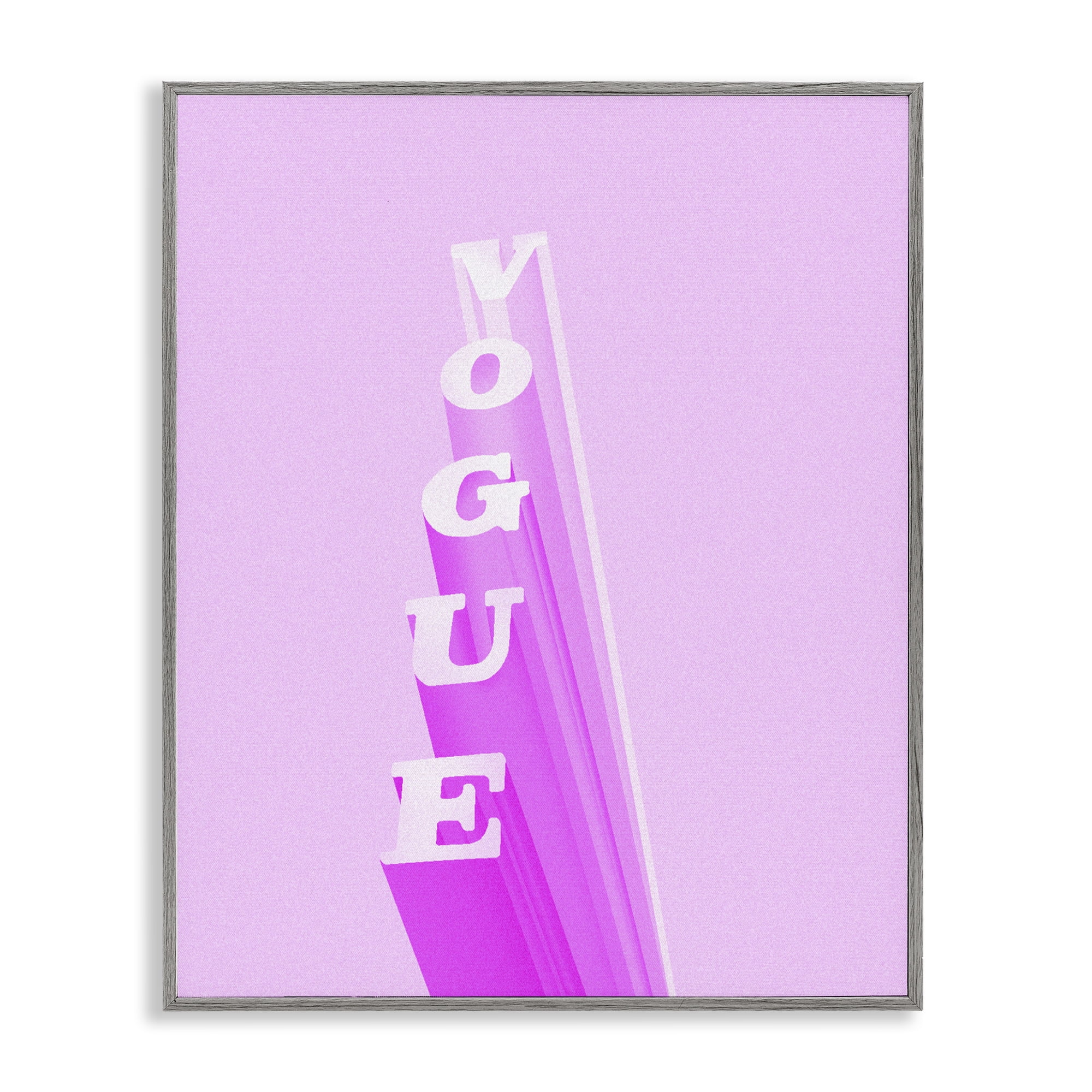 Stupell Industries Pink Vertical Glam Lettering Gray Framed Giclee Art, design by Ziwei Li