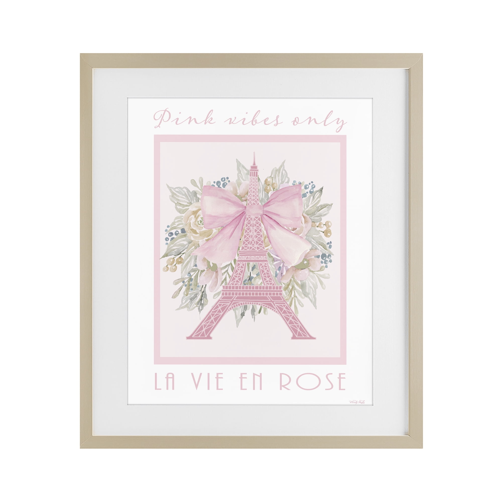 Stupell Industries Pink Vibes Only Paris Birch Framed Print Under Glass, design by Cindy Jacobs