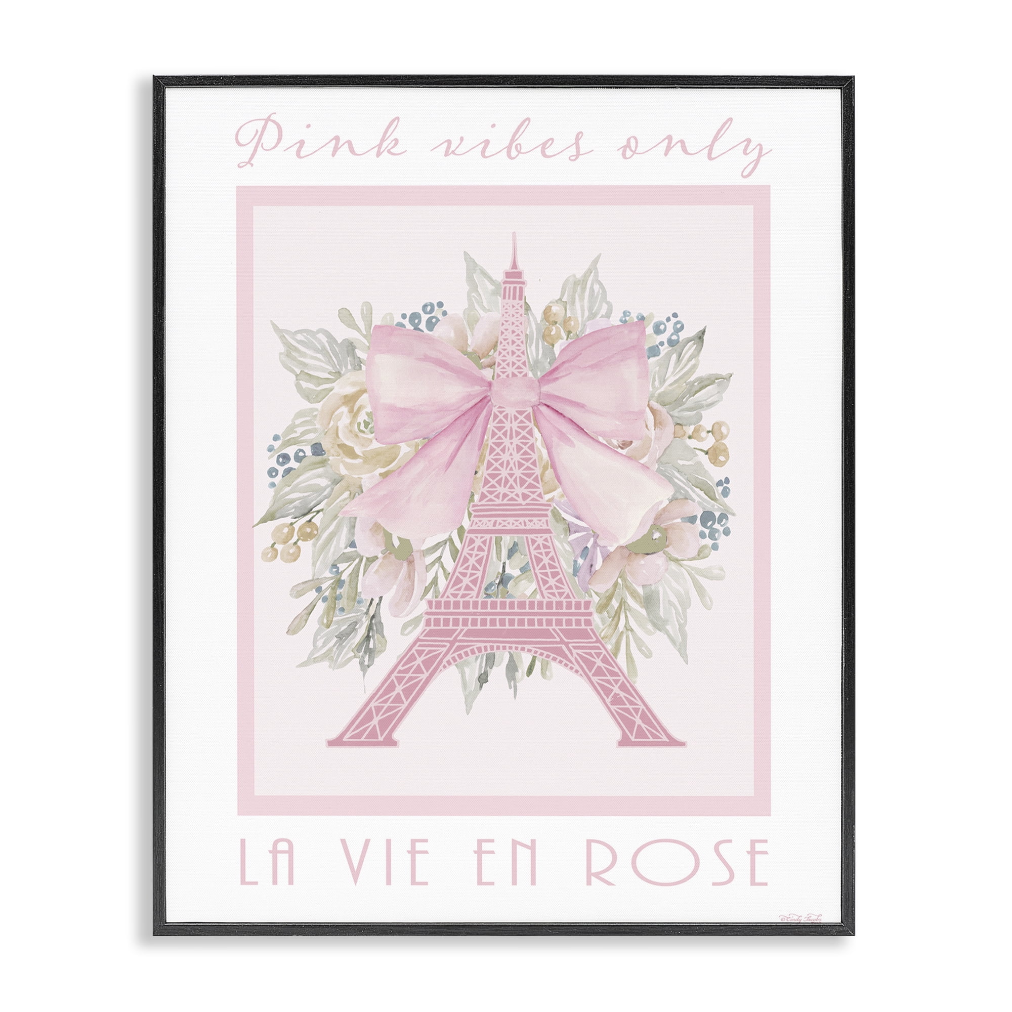 Stupell Industries Pink Vibes Only Paris Black Framed Giclee Art, design by Cindy Jacobs