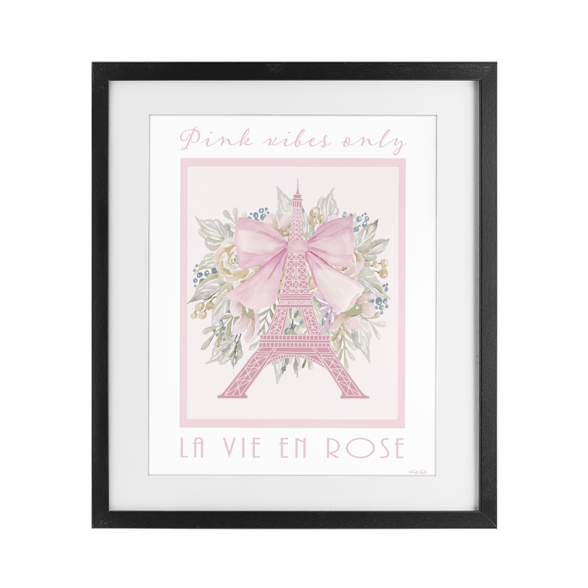 Stupell Industries Pink Vibes Only Paris Black Framed Print Under Glass, design by Cindy Jacobs