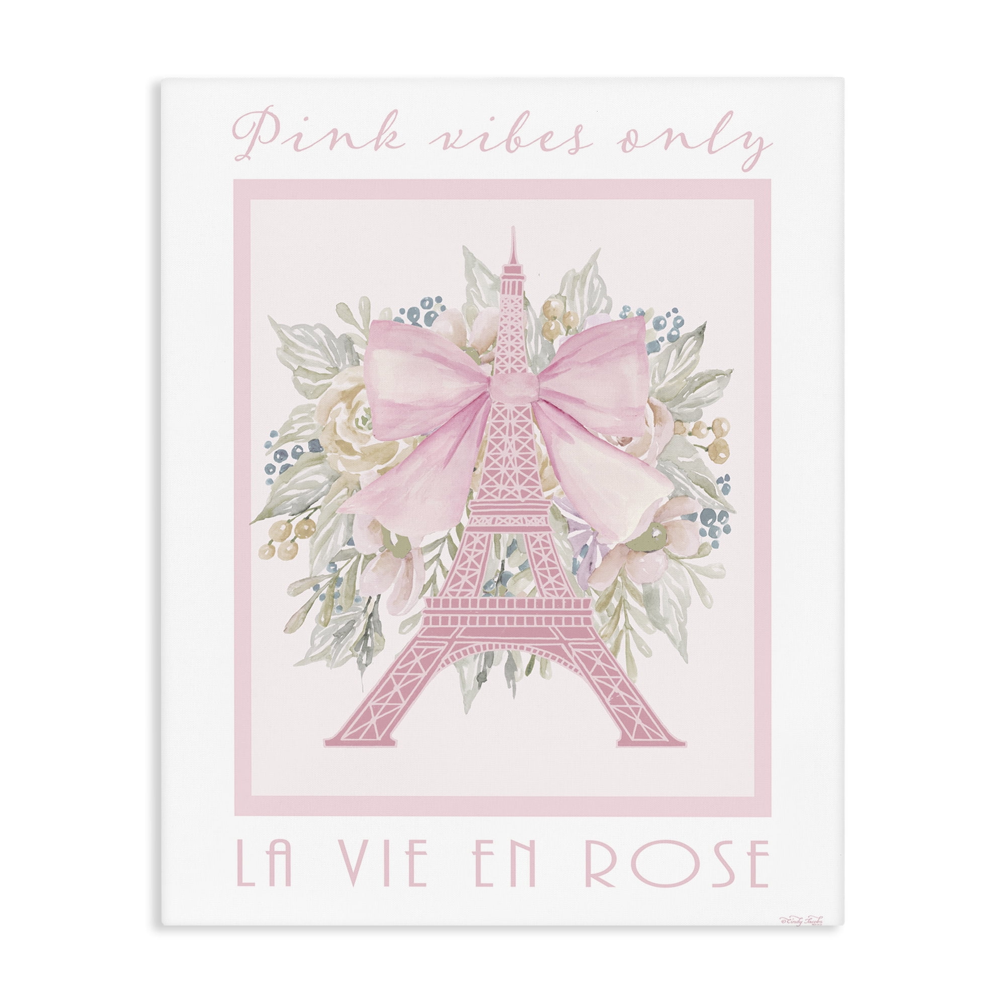 Stupell Industries Pink Vibes Only Paris Canvas Wall Art, design by Cindy Jacobs